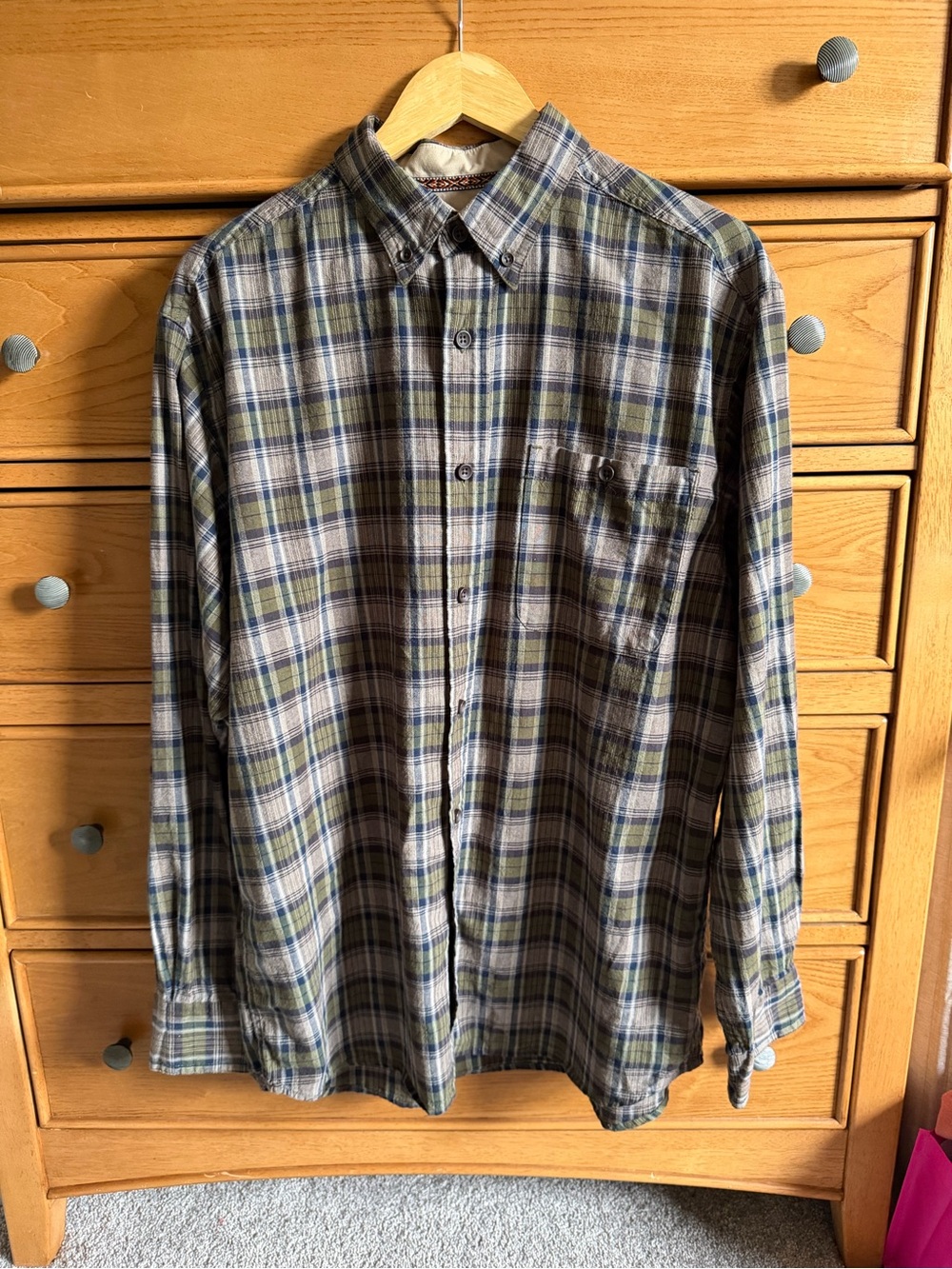 Clearwater Outfitters 100% Cotton Long Sleeve Plaid Mens L Shirt Button Down